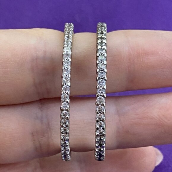 Elegant Silver CZ Hoop Earrings - Picture 7 of 7